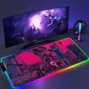 RGB Mouse Pad E Evangelion PC Gaming Accessories LED Mousepad Gamer Cabinet Carpet Keyboard Mat Computer 1 - Neon Genesis Evangelion Store