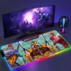 RGB Mouse Pad E Evangelion PC Gaming Accessories LED Mousepad Gamer Cabinet Carpet Keyboard Mat Computer 14 - Neon Genesis Evangelion Store