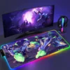 RGB Mouse Pad E Evangelion PC Gaming Accessories LED Mousepad Gamer Cabinet Carpet Keyboard Mat Computer 4 - Neon Genesis Evangelion Store