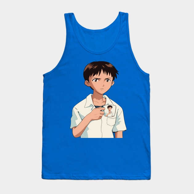 Evangelion Shinji Holding A Mug Hd Shinji Holding A Shinji Mu Tank Top - Neon Genesis Evangelion Store